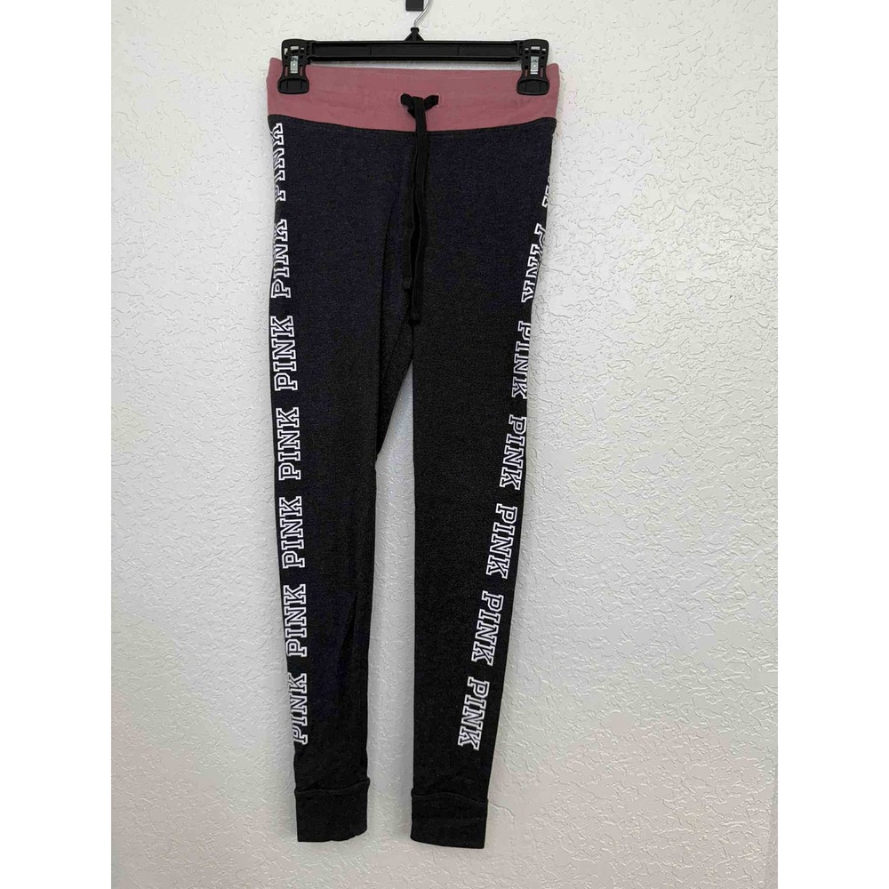 PINK Victoria's Secret Yoga Leggings Gray Pink Logo Side Tape XS‎